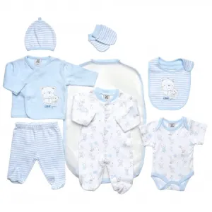 7 Piece Boys Cotton Layette Set "Teddy Love You" (0-6 Months)-40JTC9001