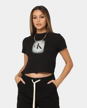 Calvin Klein Women's Spray Monologo Baby T-Shirt Ck Black