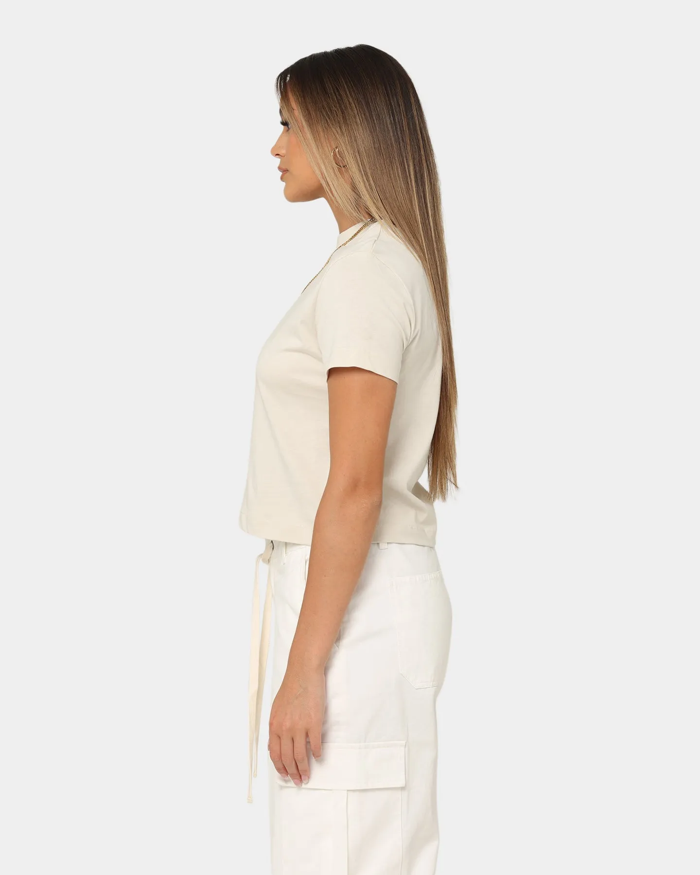 Calvin Klein Women's Spray Monologo Baby T-Shirt Eggshell