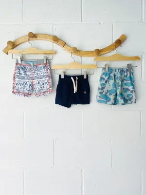 Navy   Prints Shorts Bundle, 6-12 months