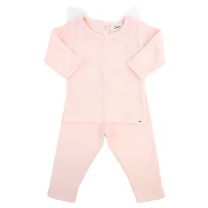 oh baby! Pointelle Dotted Mesh Collar Set - Pale Pink